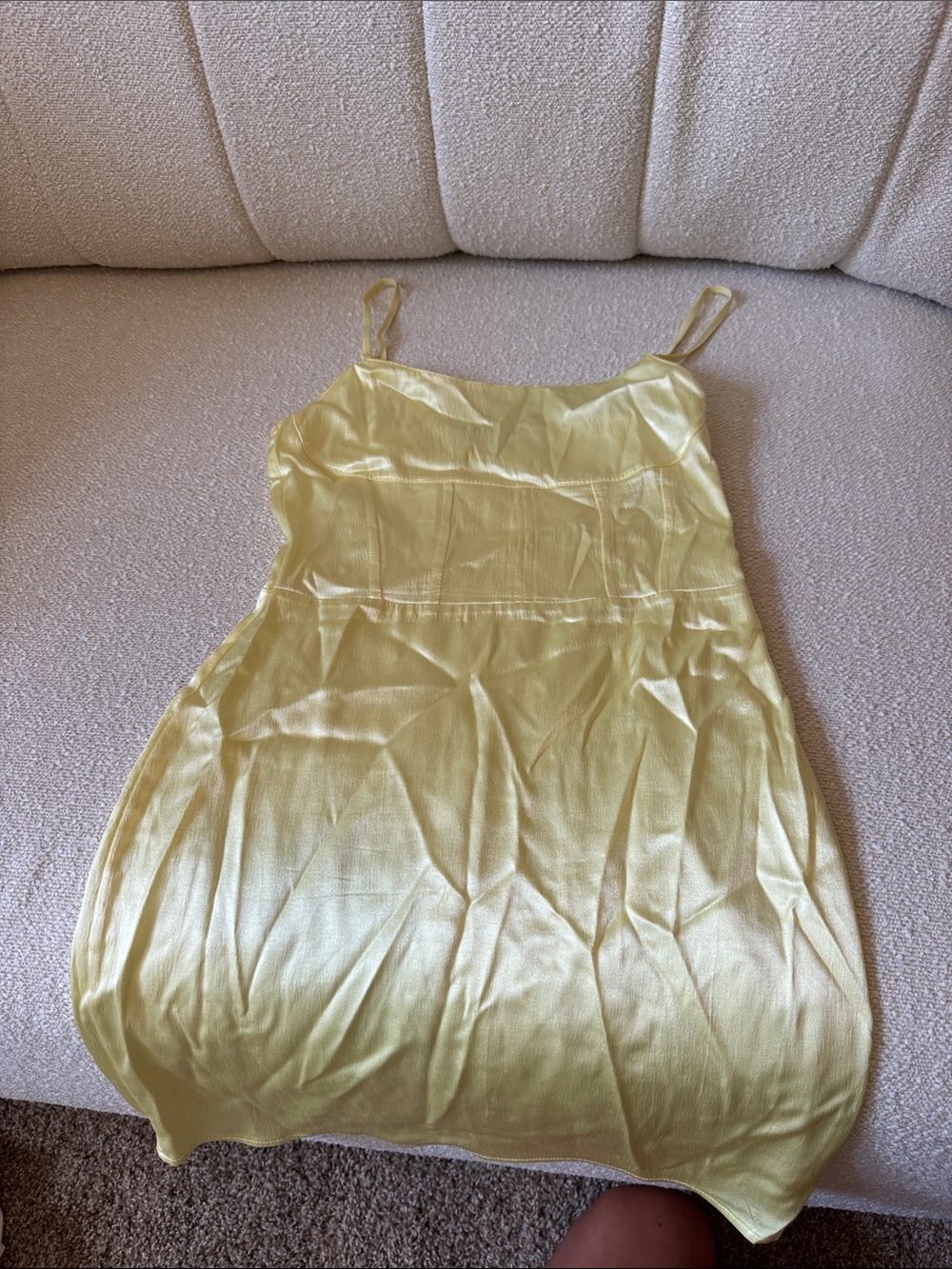 Zara Light Yellow Satin mini dress